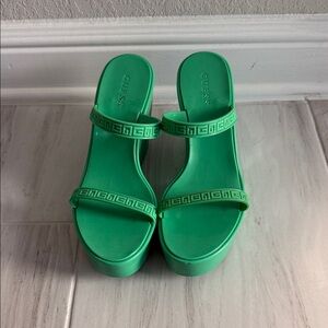 Guess Vibrant Green Platform Sandals